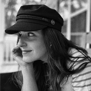 Black Newsboy Cap with Rope Detail